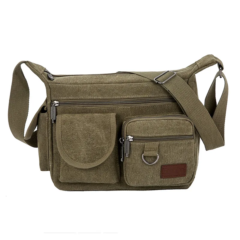 Canvas Messenger Bag for Men Vintage Water Resistant Waxed Crossbody Bags Briefcase Padded Shoulder Bag for Male Handbag Satchel