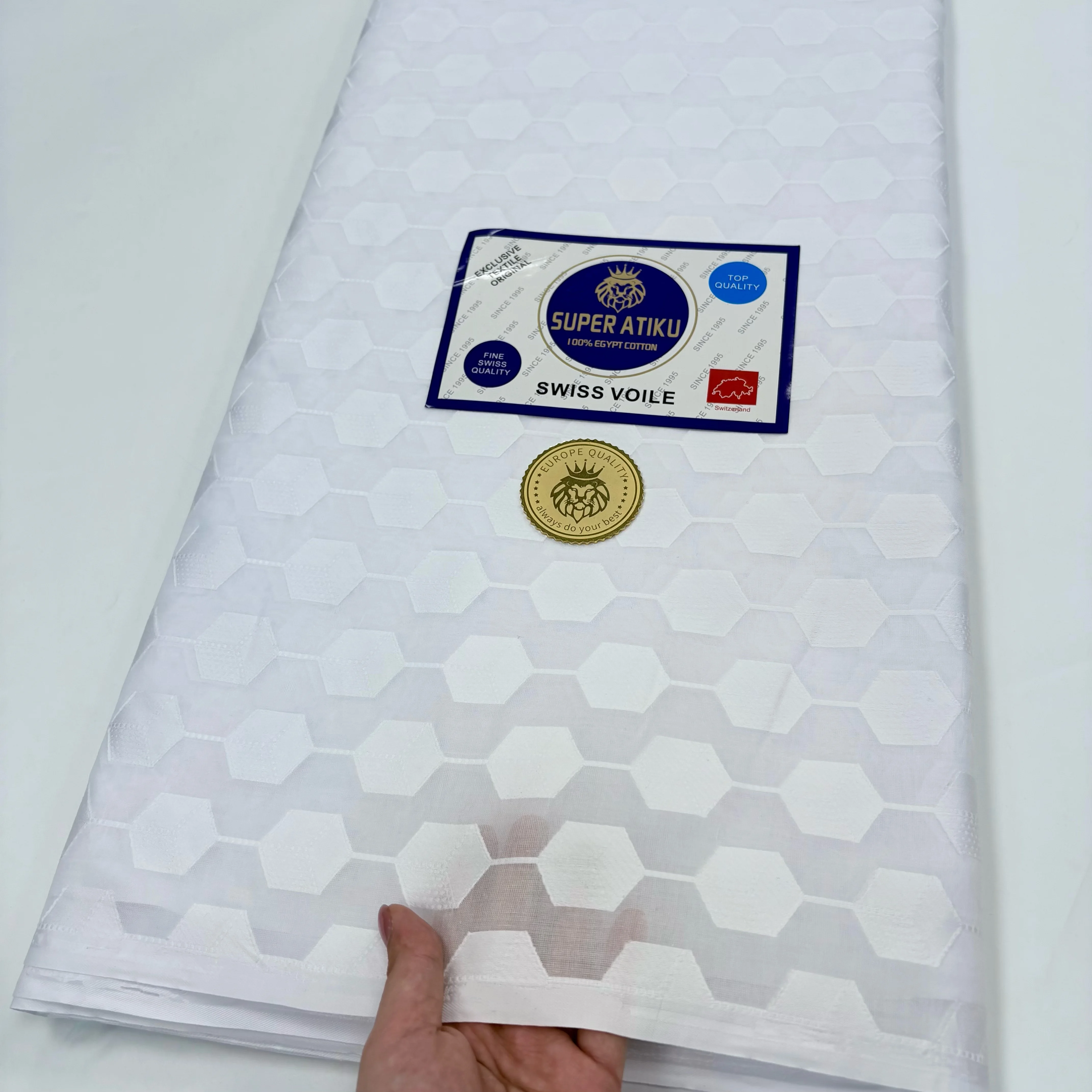 

Nigeria Soft Atiku Material for Men, 100% Cotton, White Swiss Voile Fabric, African Suit Making, 5Yards White Lace Faric M312-1
