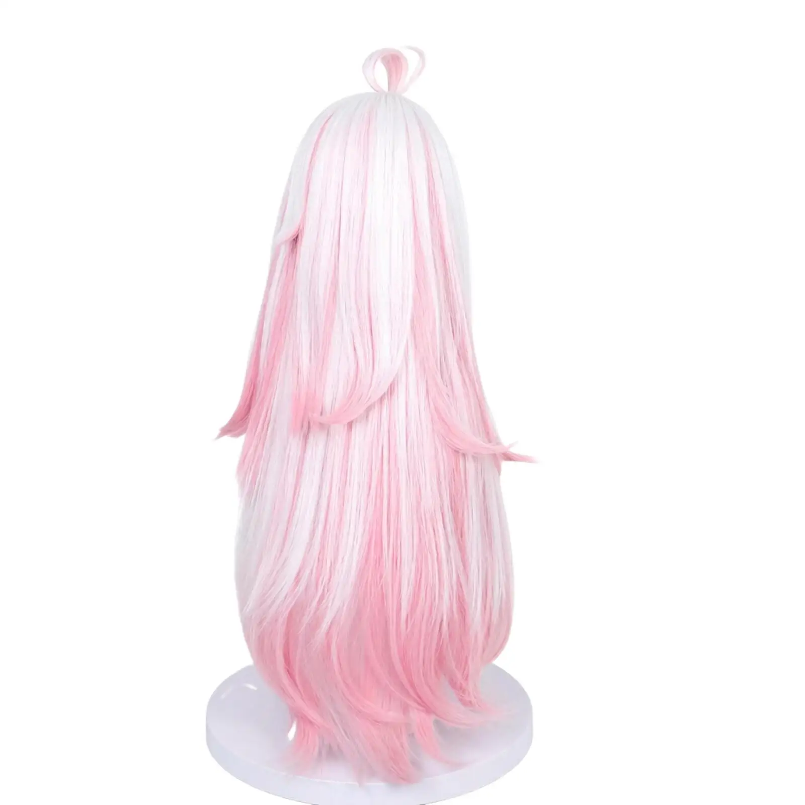 Iris Cosplay Wig Anime Girl White Pink Ombre Long Straight Wig with Curly Ahoge Fringe Bangs Synthetic Hair for Halloween Party - view 4