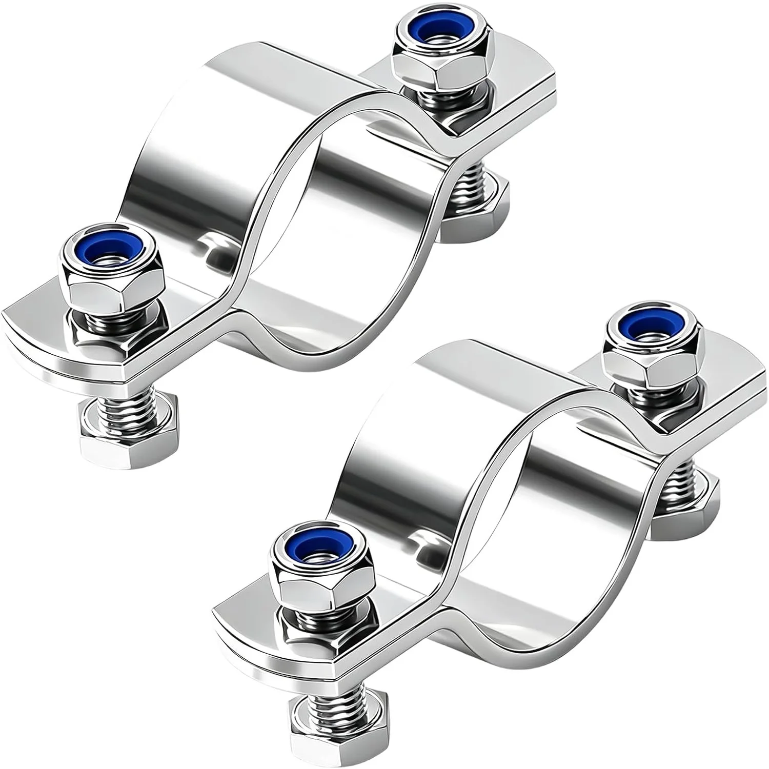2pcs 304 Stainless Steel Thickened Flat Pipe Clamp Heavy Duty Water Pipe Connection Fastener Fixed Holder Hardware 19-108mm