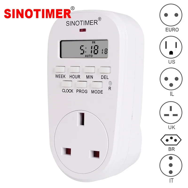 EU US BR UK Italy Israel Plug 110V 230V Timer Switch Energy Saving Programmable Socket Timing Switch with Countdown Function