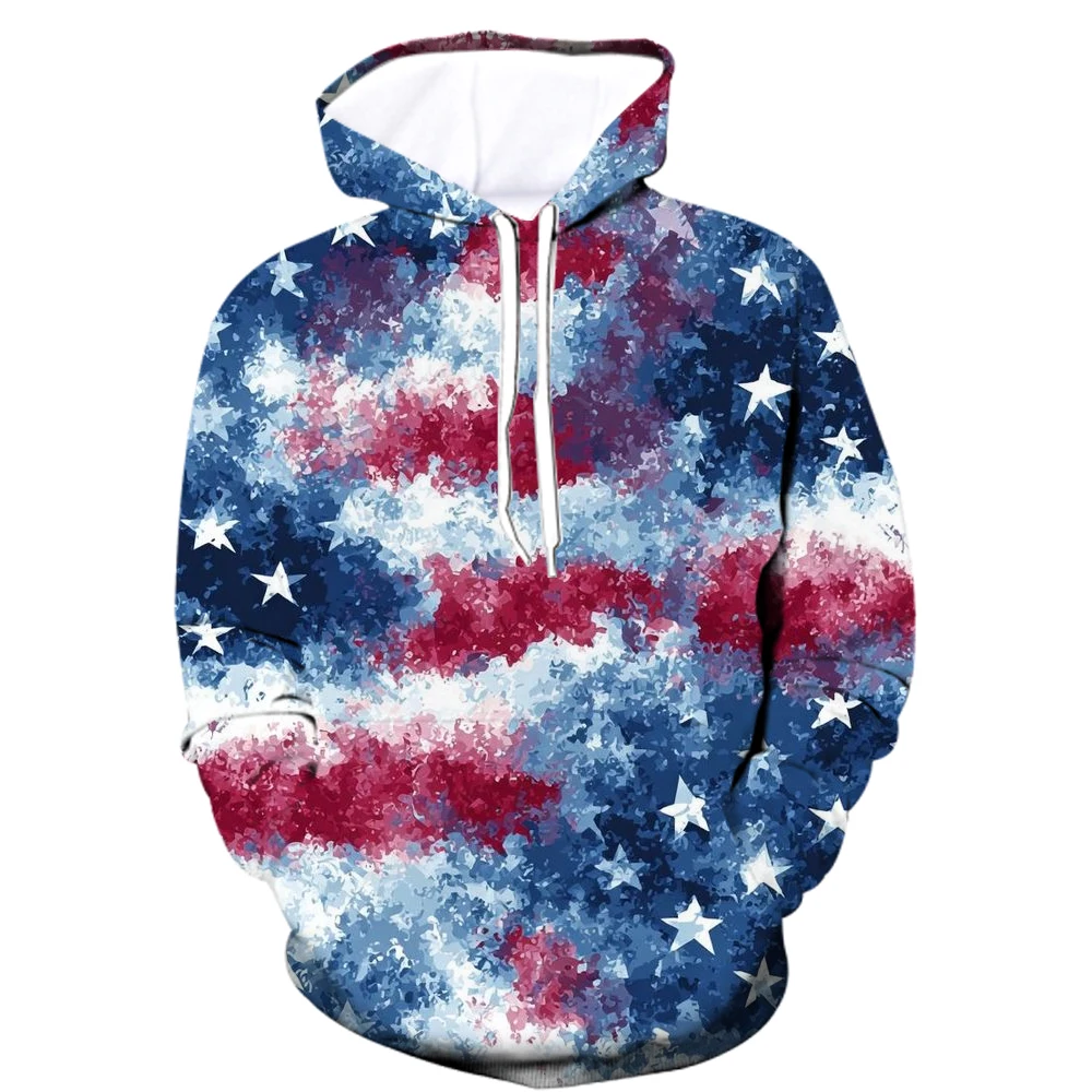 Men's 3D Print Star Graphic Autumn Winter Hoodies Festival Carnival Party Long Sleeve Hooded Top Fashion Creative Casual Clothes