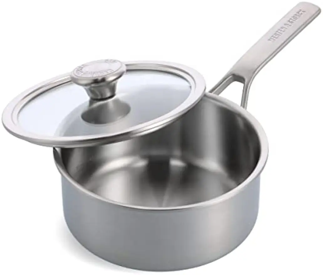 

3QT Stainless Steel Saucepan with Lid, Induction Safe, Durable Glass Cover, Dishwasher & Oven Friendly