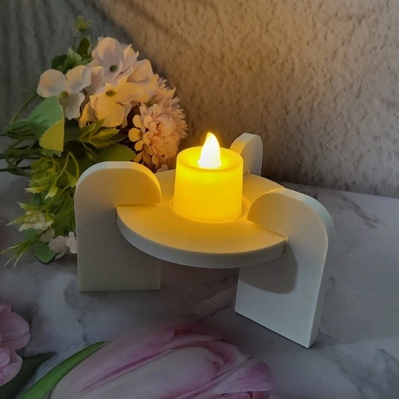 X6HE Silicone Holder Mould Reusable Silicone Mold for Cement Candlestick Artisic Stand Crafting Mold