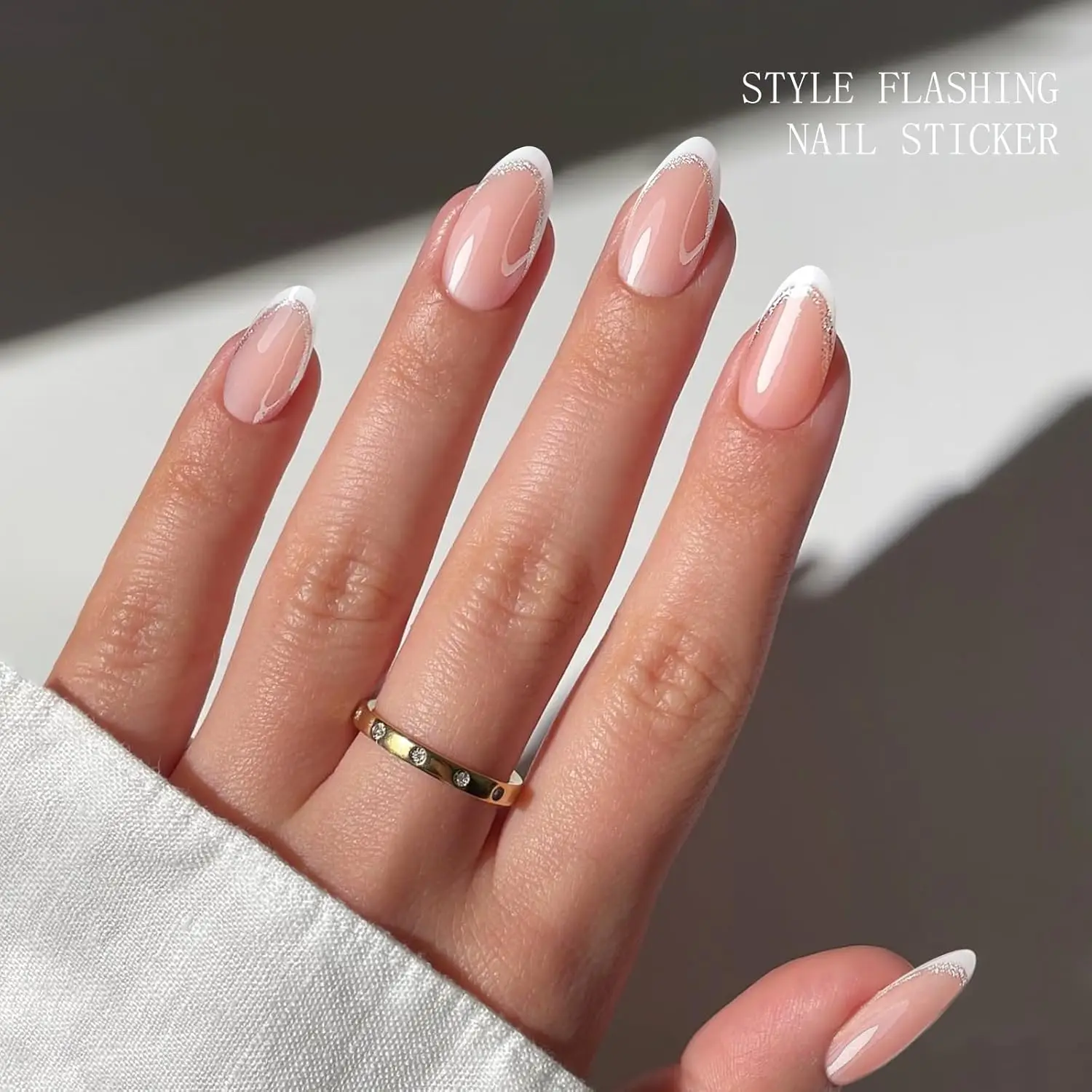 White French Tip Gel Nail Stickers - Transparent Semi-Cured Strips for UV/LED Nail Art