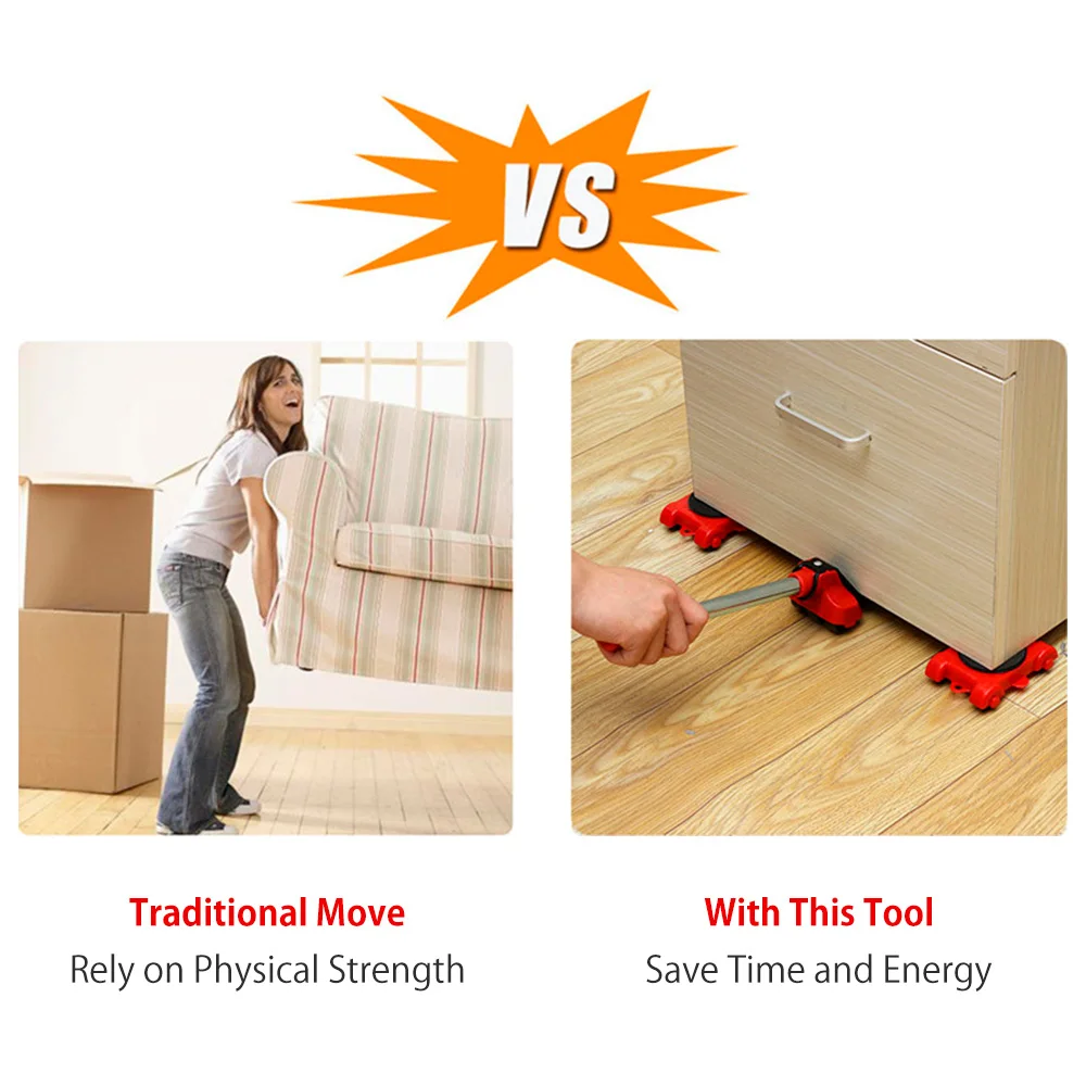 5pcs Furniture Mover Tool Heavy Duty Furniture Lifter Furniture Moving Transport Roller Set Tool Lifting Moving Furniture Helper