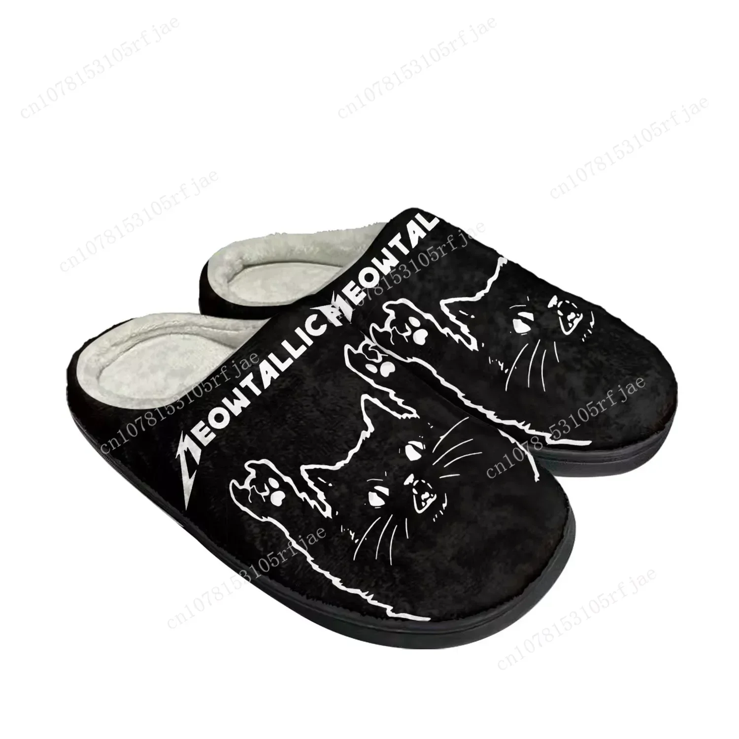 

Cat Meowtallica Rock Band Home Cotton Custom Slippers Mens Womens Sandals Plush Bedroom Casual Keep Warm Shoe Thermal Slipper