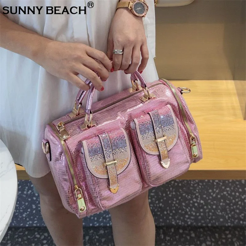 

Модная повседневная розовая женская сумка на плечо с карманами для девочек, женская сумка-тоут, большая сумка-мессенджер через плечо, дорожная сумка-кошелек