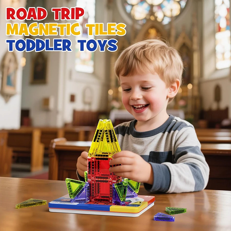 Carreaux magnétiques jouets pour tout-petits blocs de construction magnétiques pour enfants jouets jeux STEM jouets éducatifs jeu sensoriel voyage ensemble pour tout-petits
