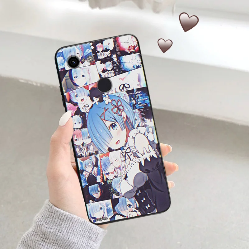 Matte Phone Case for Pixel 8 8a 7 7a 6 6a Moto Edge 20 30 40Pro OneFusion G200 Re ZERO Ram Rem In Another World Soft Black Cover