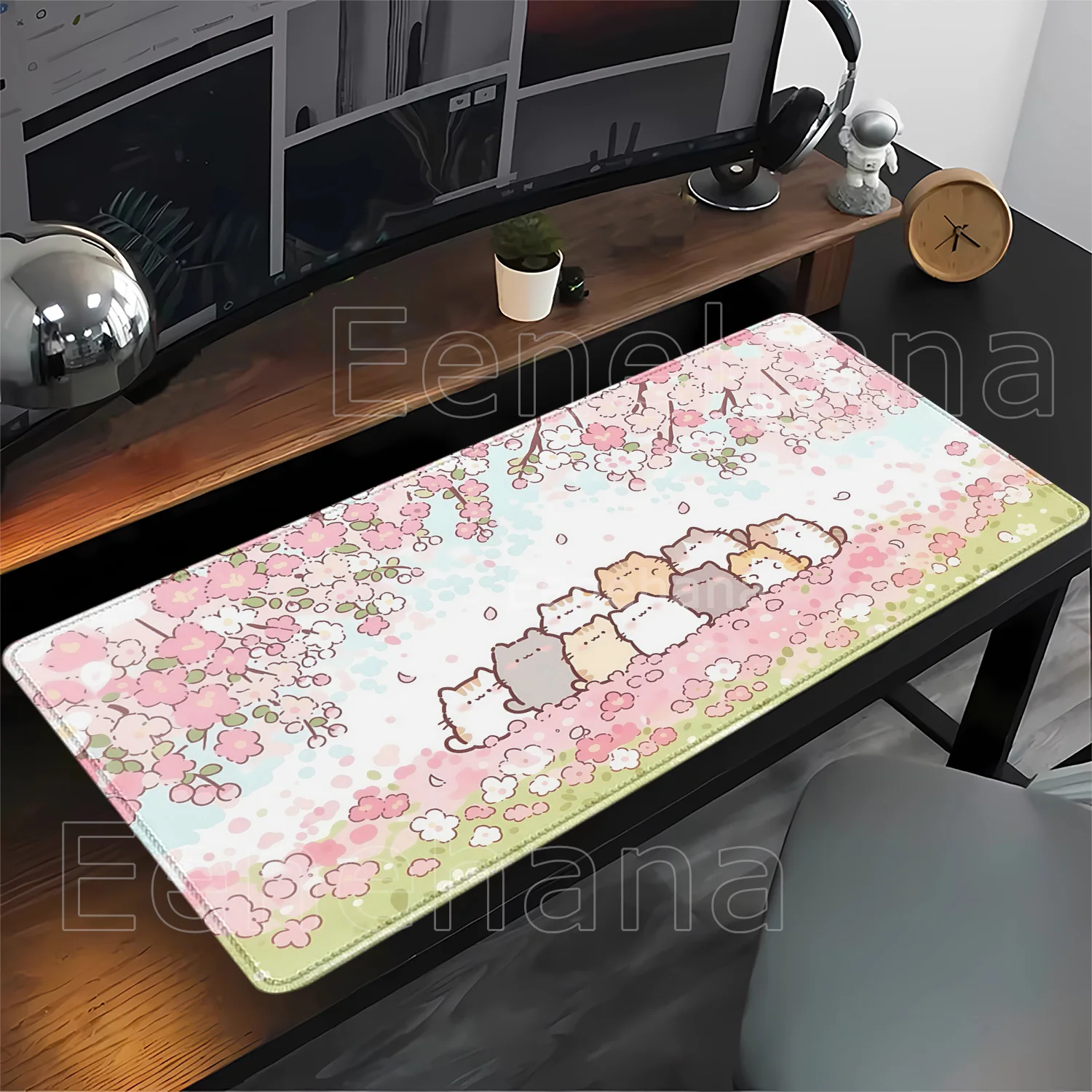 Larger HD Printing Mousepad Cute Sakura Cat Scenery Mouse Pad XXL Computer Office Accessories Anti-slip Gaming Keyboard Desk Mat