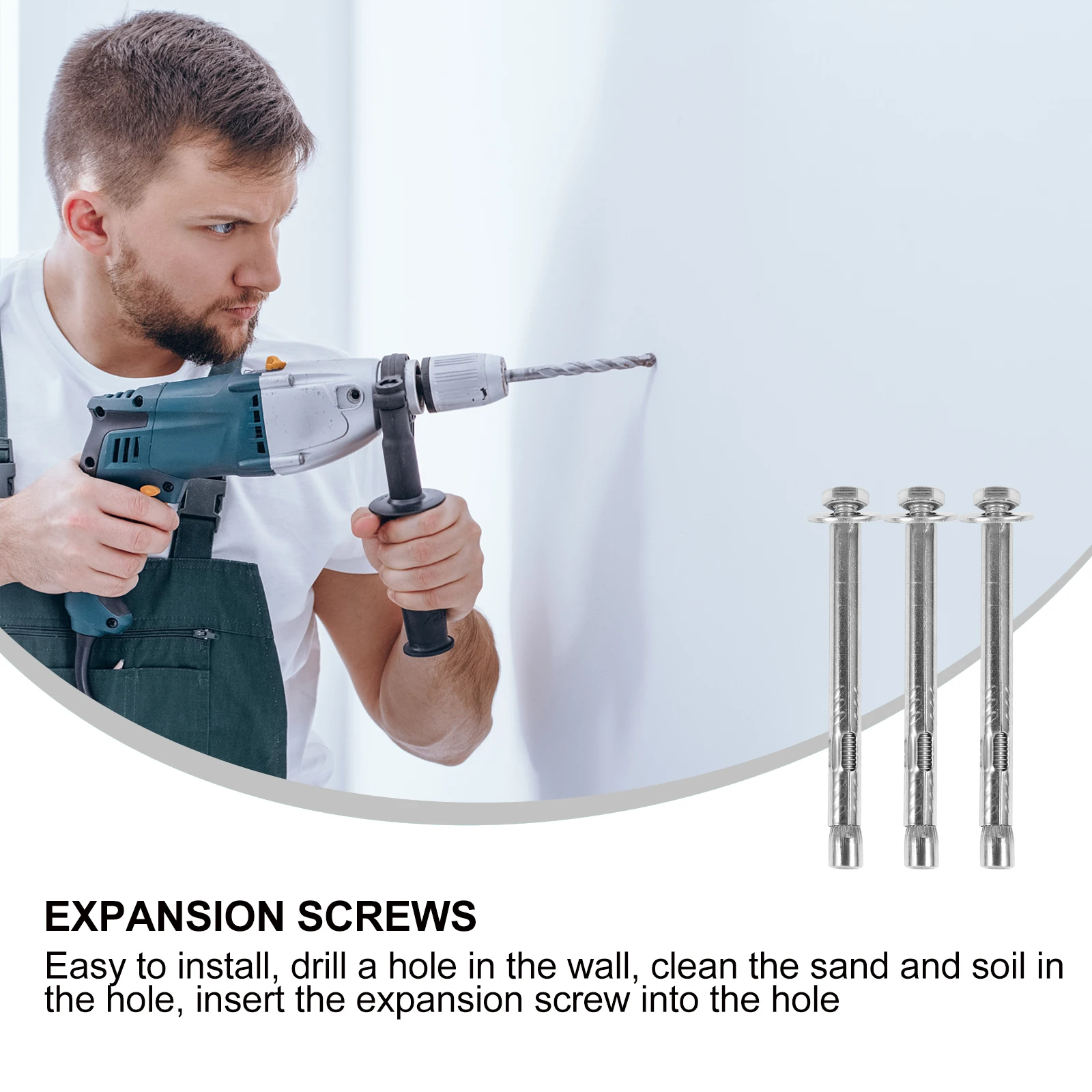 

6 pcs Stainless Steel Expansion Bolts Heavy Duty Fixing Anchors Waterproof Corrosion Resistant For Concrete Masonry Fence