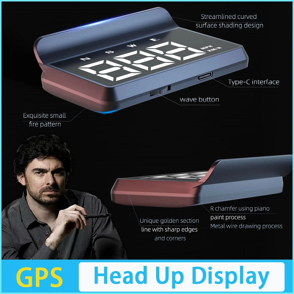 

Car Head Up Display W2S HUD Digital GPS Speedometer MPH Overspeed Alarm Multifunctional Speedometer Compass HD LED Display