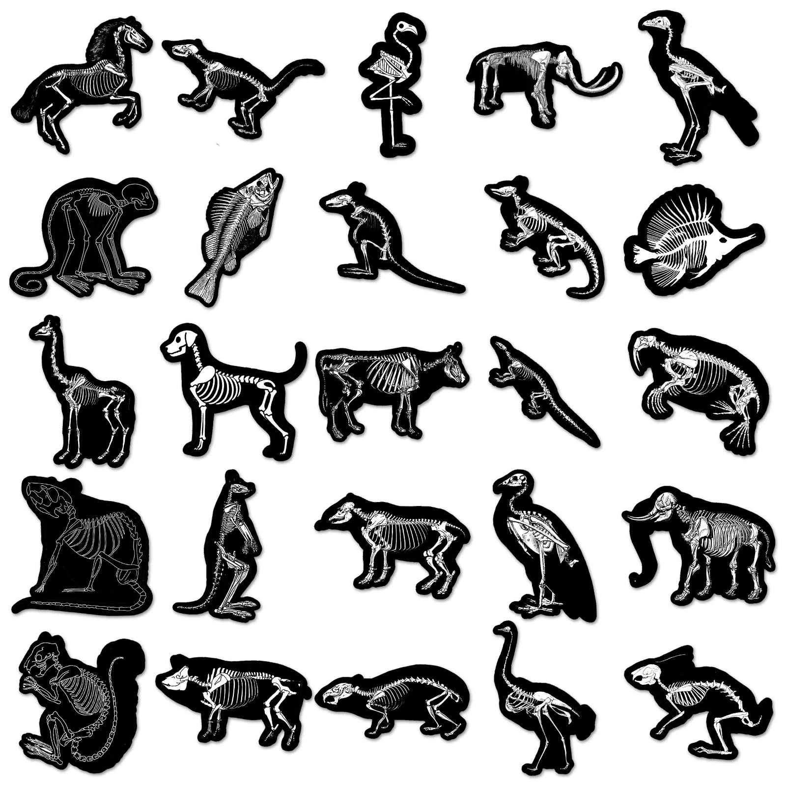 10/50pcs Cute Dark Animals Skeleton Skull Stickers for Laptop Water Bottle Luggage Notebook Waterproof Graffiti Vinyl Decals Toy