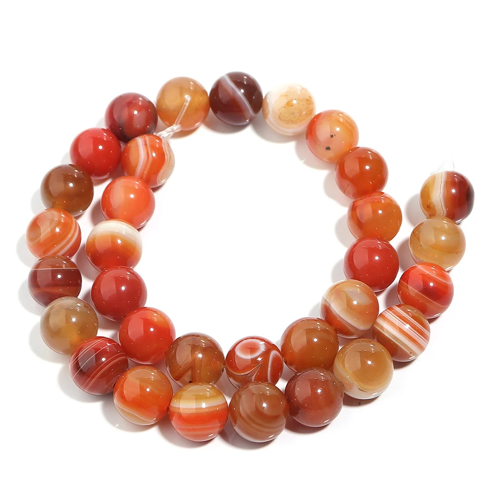 1 Strand Orange Natural Agate Loose Beads Gemstone Round Beads Natural Stone for Jewelry Making DIY 4/6/8/10/12mm