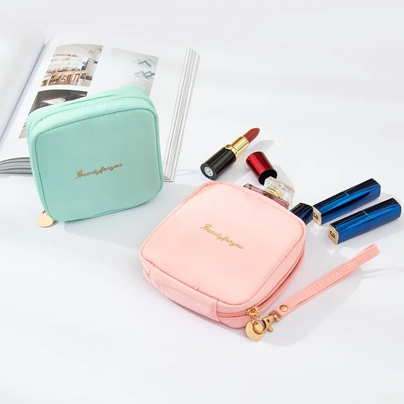 Mini Cosmetic Bag Sanitary Napkin Leather Tampon Storage Bag Portable Makeup Lipstick Key Earphone Data Cables Travel Organizer