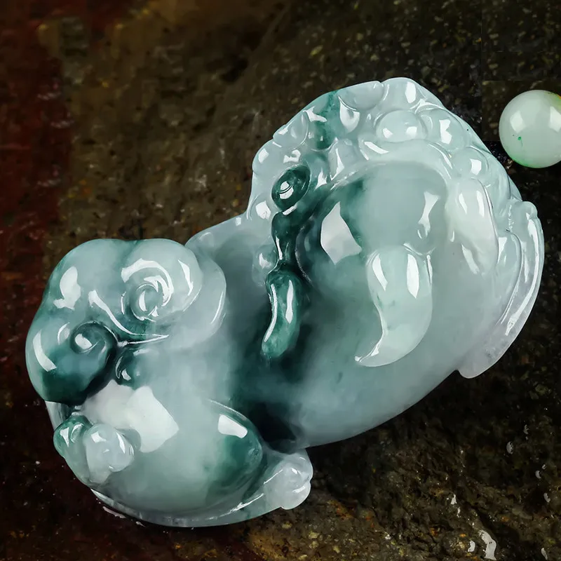 a Goods for Men and Women Myanmar Old Pit Ice Glutinous Rice Floating Flower Jade Overlord Pendant