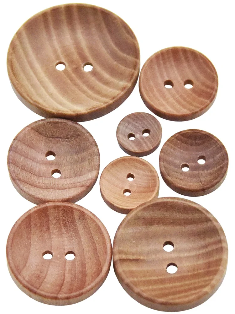 Naturalny kolor Camellia Wood Grain Drewniane guziki Akcesoria do szycia ubrań Ozdobne 2 otwory Guzik 10mm-30mm 10PCs 30PCs