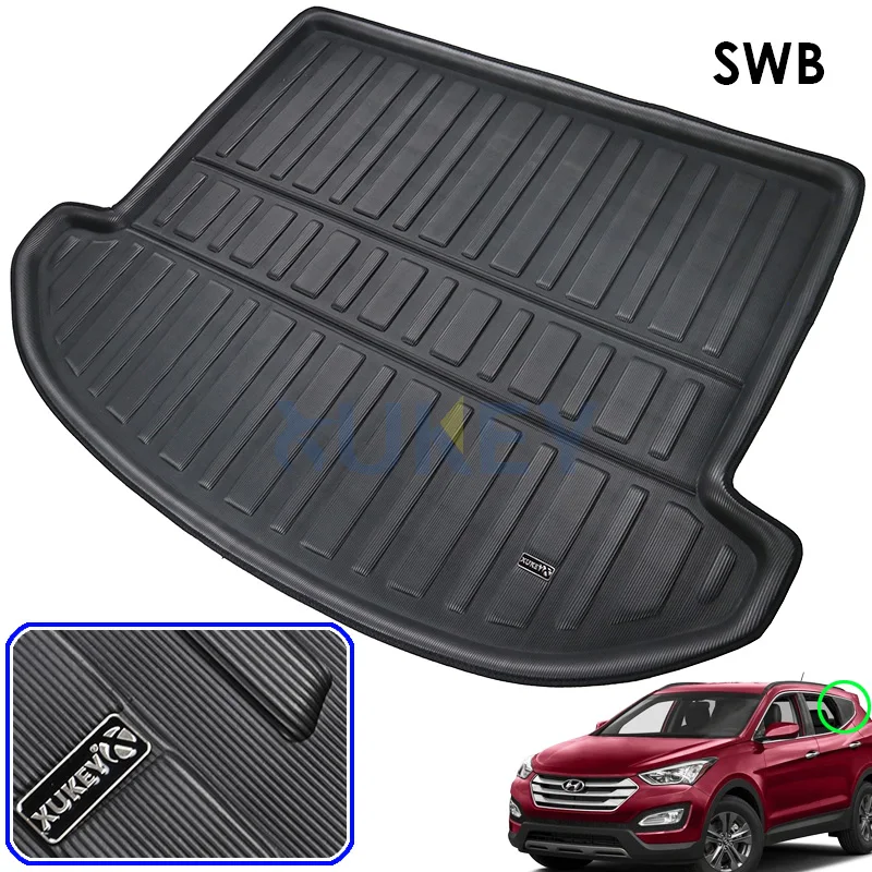 Polymères de cargaison de coffre arrière, doublure de coffre, tapis de sol, coussin de protection de coup de pied de boue, adapté pour Hyundai Santa Fe 7 places, 2013, 2014, 2015-2018