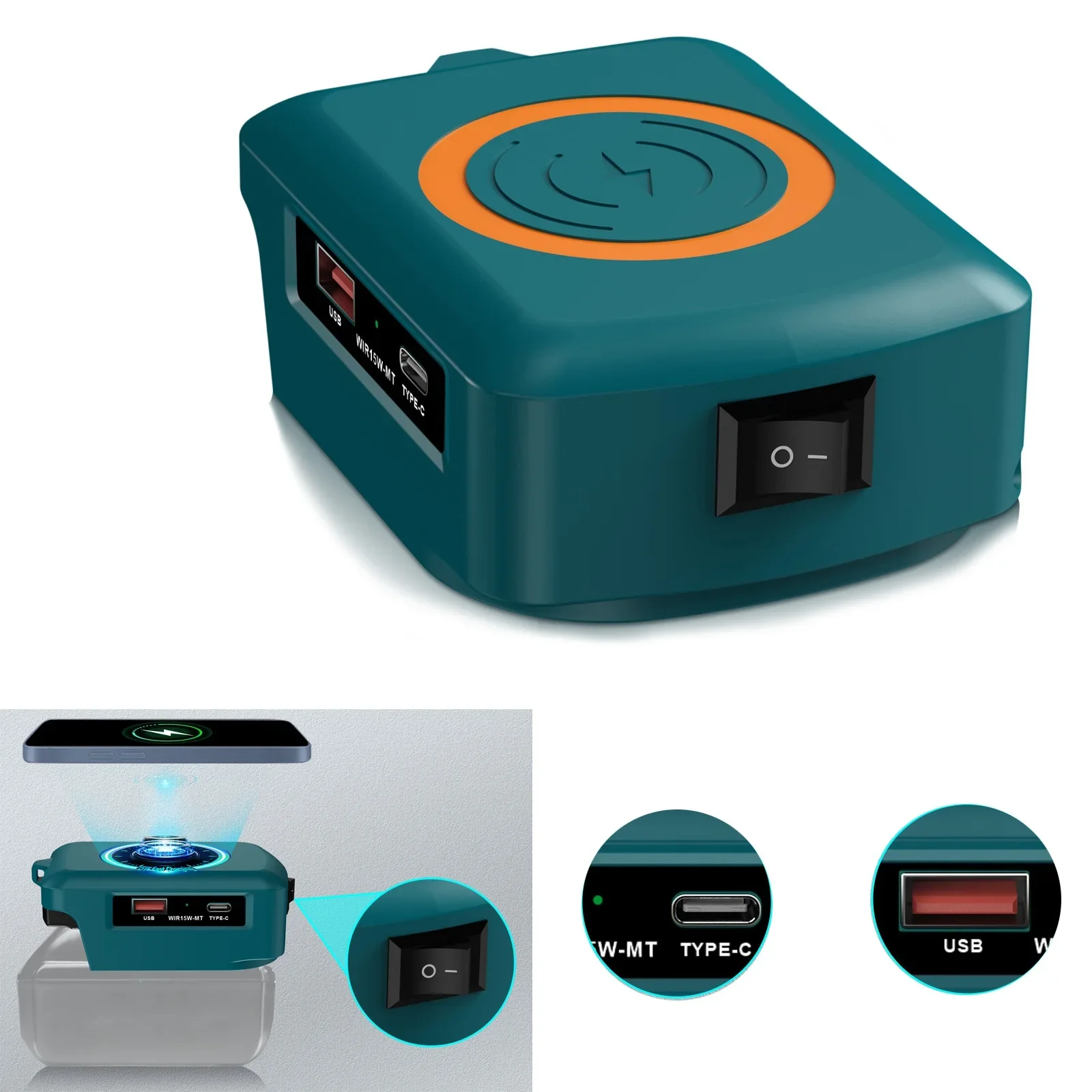 

15 Вт адаптер беспроводного зарядного устройства для мобильного телефона для BL1830 BL1815 BL1840 18 В аккумулятор для быстрой зарядки аккумулятора адаптер электроинструмент