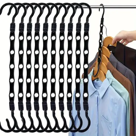 10/5Pcs Space Saving Magic Hangers Sturdy Plastic Holder Heavy Clothes Organizer For Dorms Apartments Small Closet