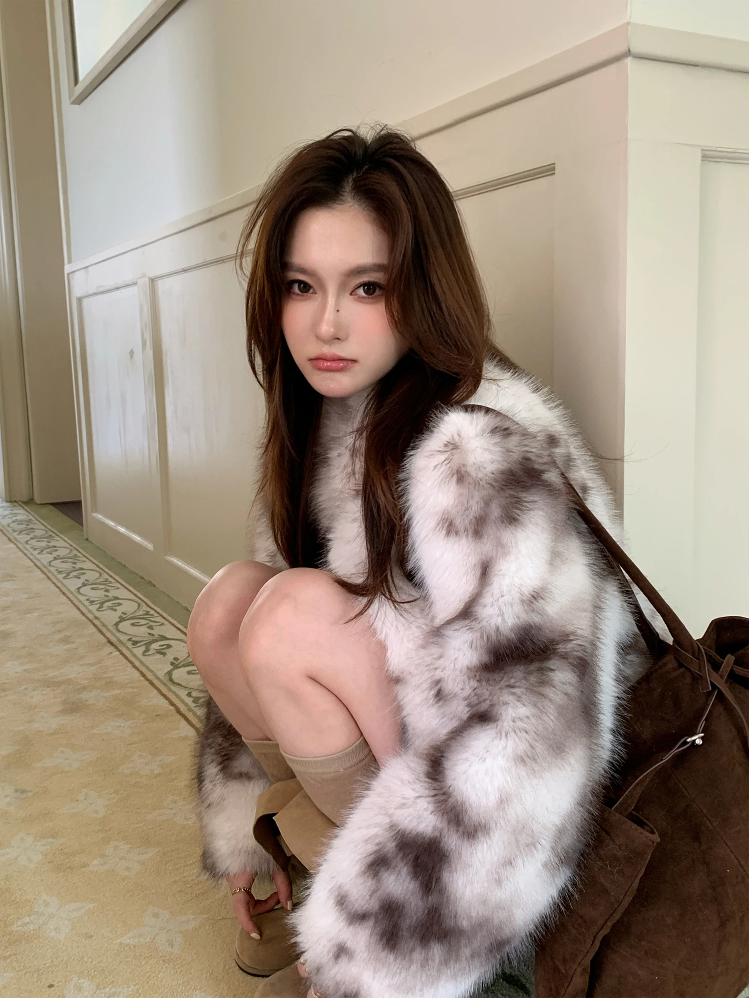 

Eco-Friendly ort Fur Coat Young Women's Sle Winter New Arrival Korean Version Straight Tube Long Sve k Button
