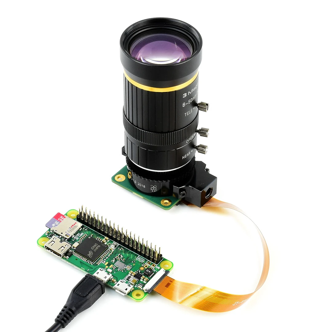 

High quality industrial HD zoom telephoto lens 8-50mm focal length C-mount compatible with Raspberry Pi HQ Camera