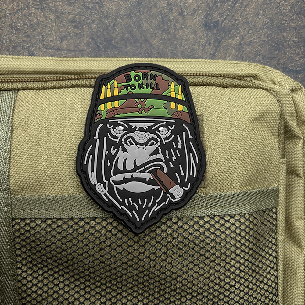 Tactical Gorilla Alien Pattern 2D Flat Pvc Material Patch with Velcro, Includes Backing Fabric, 1 Piece, Exquisite Pattern Details, Flexible Material, Won'T Damage Fabric, Versatile for Daily Use, Motorcycle Riding Clothing, Workwear Jackets, Functional Outerwear, Hats, Arm Decoration Accessories view 5