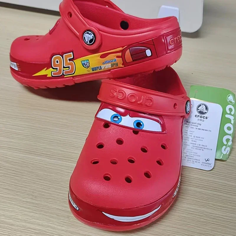 Pantoufles de dessin animé légères Mcqueens pour enfants, sandales d'extérieur imperméables solides, chaussures brûleur décontractées, respirantes, rincées, mignonnes