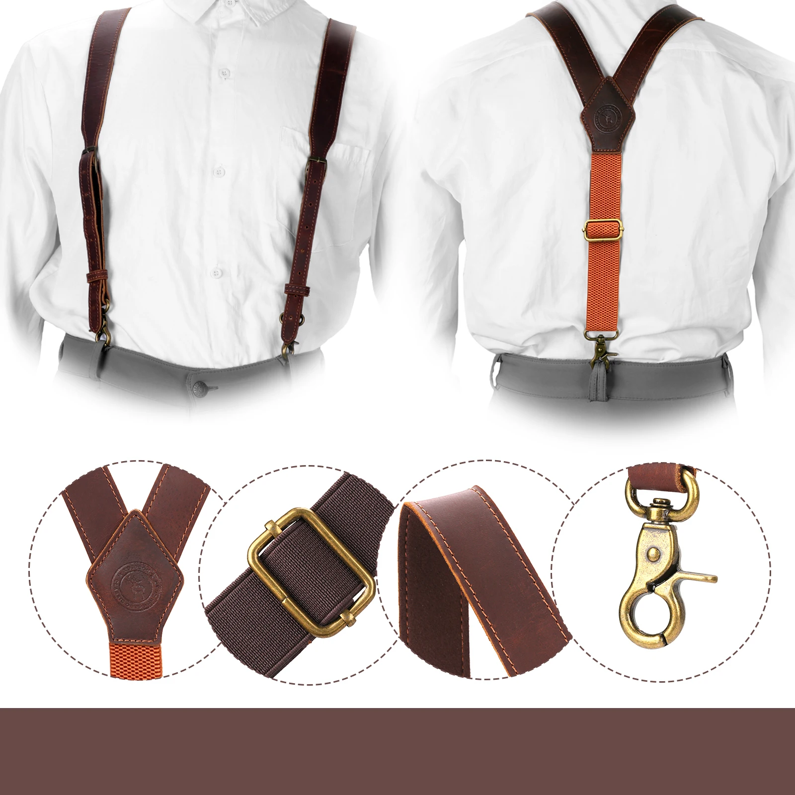 Tourbon Leather Tool Belt Clothing Suspenders Tactical Duty Belt Harness Tool belt Fully Adjustable Men