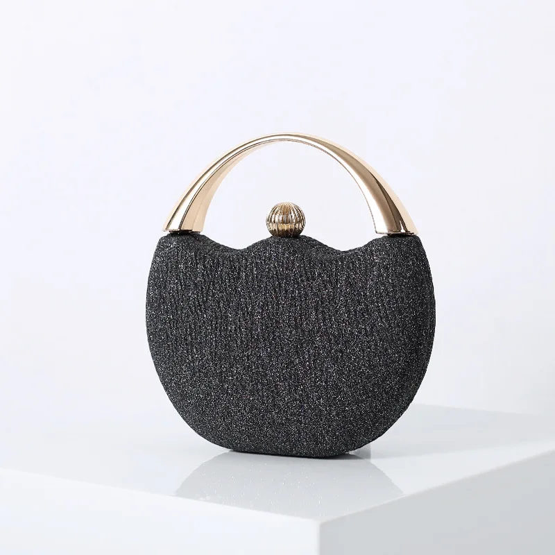 

Vintage Glitter Portable Banquet Bag, Fashionable Arc-shaped Evening Bag, Wedding Bag, Party Beaded Bag, Evening Gown Bag