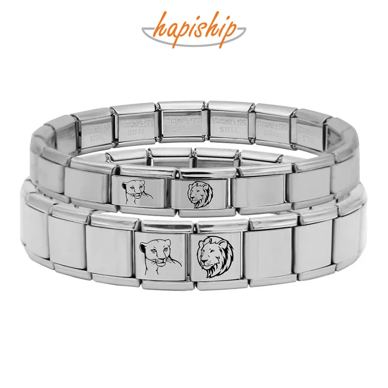 Hapiship New Original Daisy Romantic Lion Couple Love Italian Charm Fit 9mm Bracelet Stainless Steel Jewelry Making DJ500