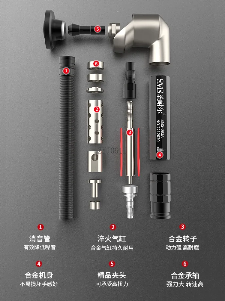 ساندر هوائي قلم طحن الهواء طحن الهواء الصف الصناعي الصغيرة 90/120 درجة الكوع أداة تلميع هوائية