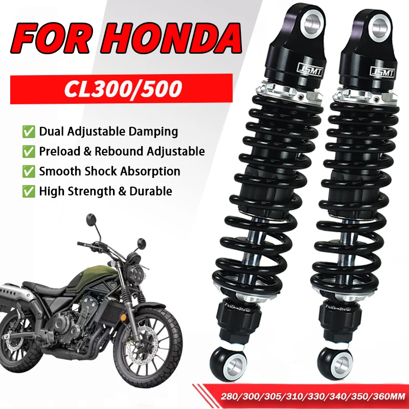 JSMT FOR Honda CL300 CL500 Motorcycle Rear Shock Absorber 330/340/350/360mm Dual Preload Rebound Adjustable Suspension