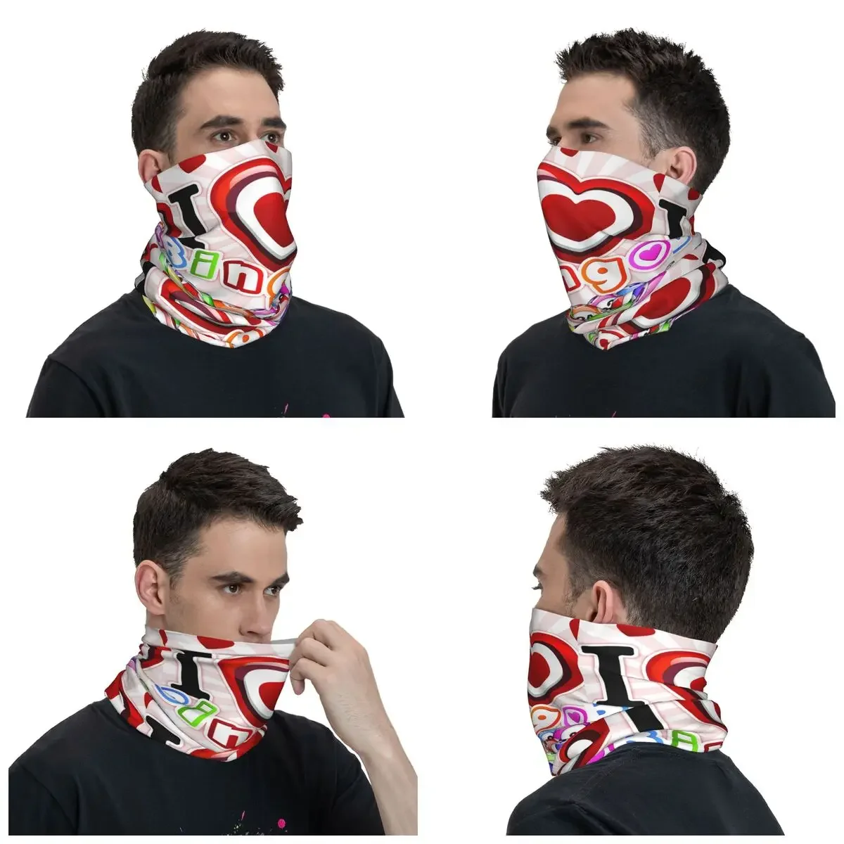 I Love Bingo Neck Gaiter Men Women UV Face Shield Winter Bandana Scarf for Cycling