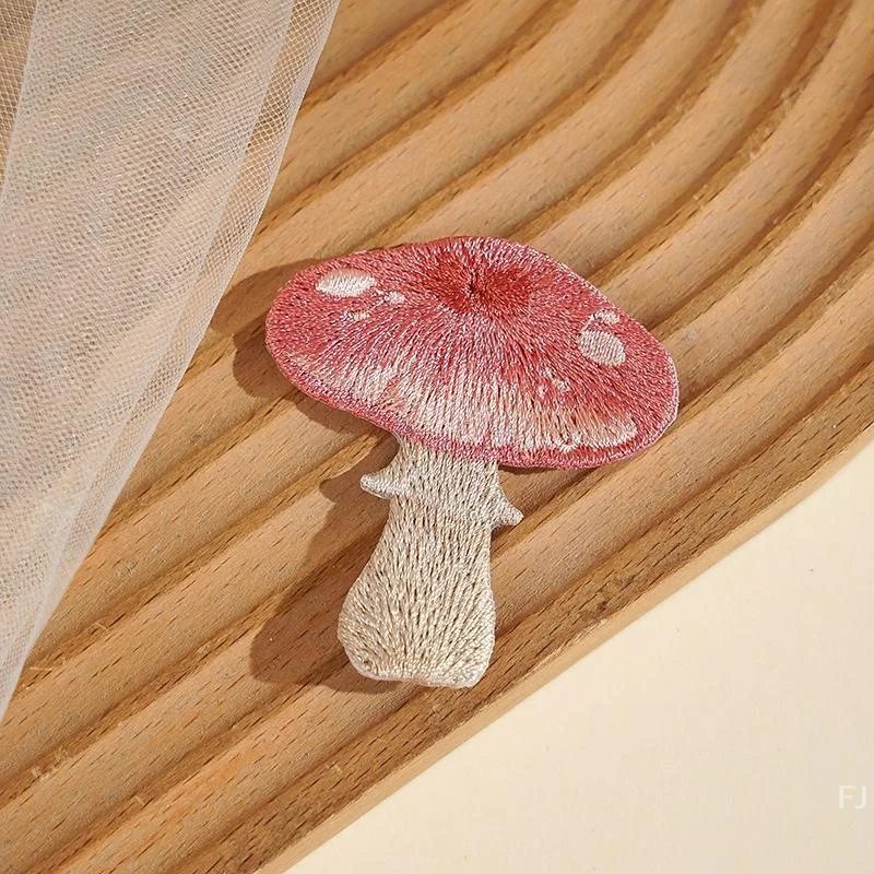 [YU]Mushroom Embroidery Iron On Patches Colored Countryside Plant Pattern Exquisite Design for DIY Backpack Hat Craft Decor