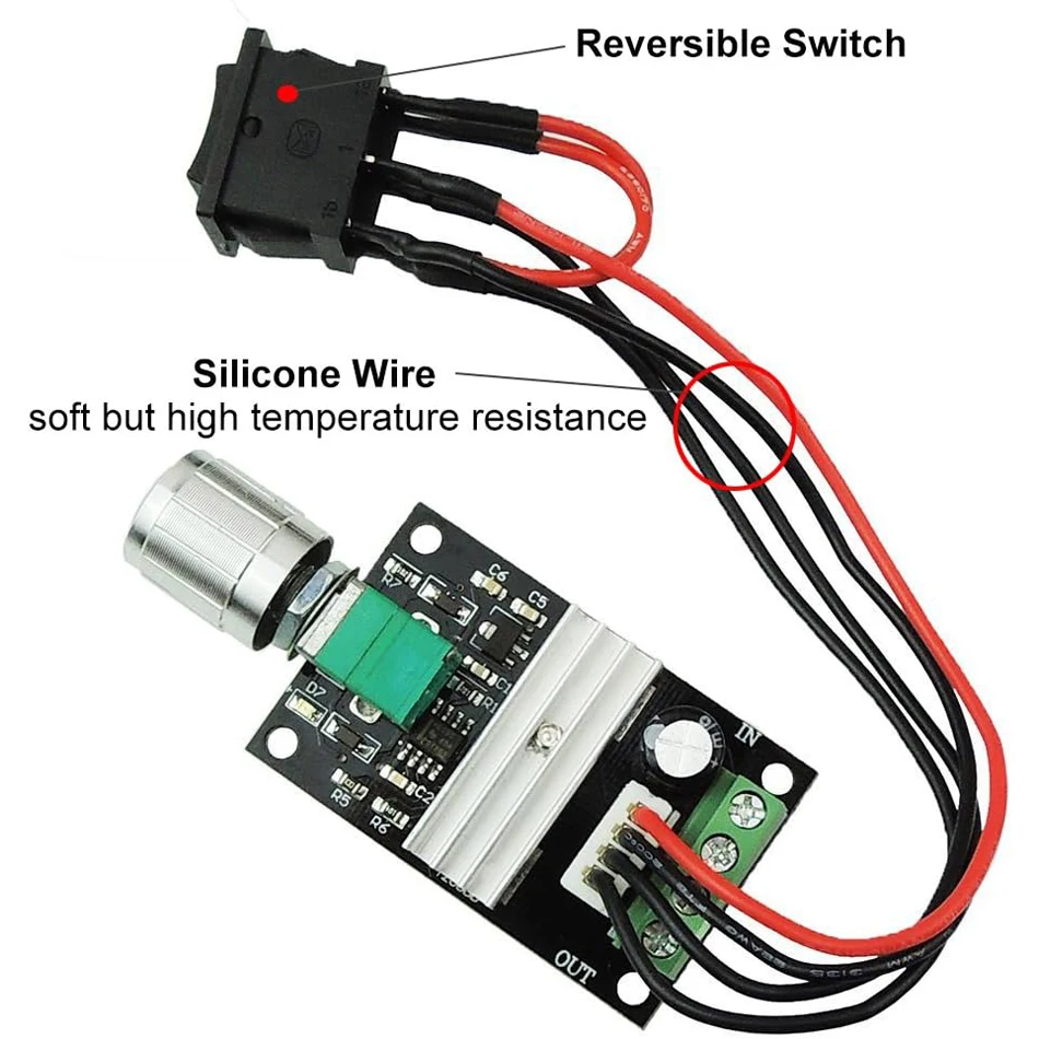 2 opakowania 6V 12V 24V 28V 3A 80W 1203BB Regulator prędkości silnika DC PWM Regulacja prędkości Odwracalny przełącznik sterownika silnika cofania