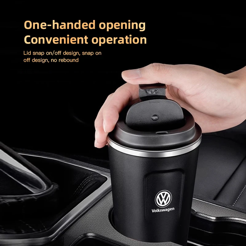Car Portable Coffee Cup Laser Car Logo Insulated Mug For Volkswagen VW Polo Golf T5 Caddy T4 Touran Golf GTI Passat Scirocco GTD - view 4