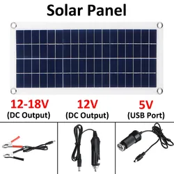 50W Solar Panel 12-18V Solar Cells Battery Charger Cell Module Dual USB Battery Car Boat Caravan RV Home Outdoor