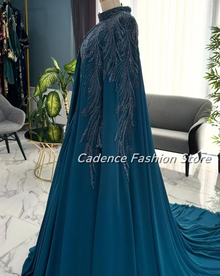 2025年ドバイの伝統的な豪華なビーズアップリケアラビアンローブ、カスタムメイドの女性用イブニングウェディングドレス、ボールガウン