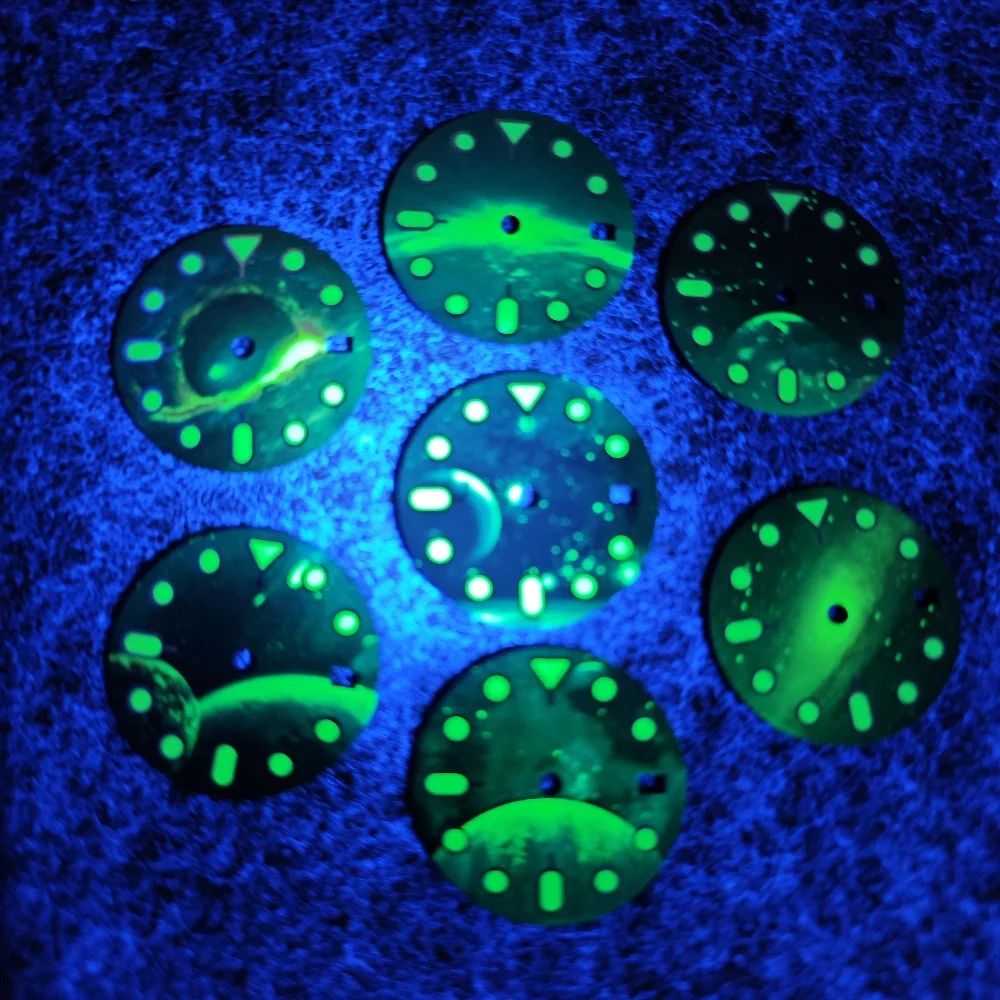 NH35 циферблат звездное небо механический с циферблатом модификация DIY сборка часов NH34 поверхность светящиеся часы аксессуары Циферблат Размер 28,5 мм