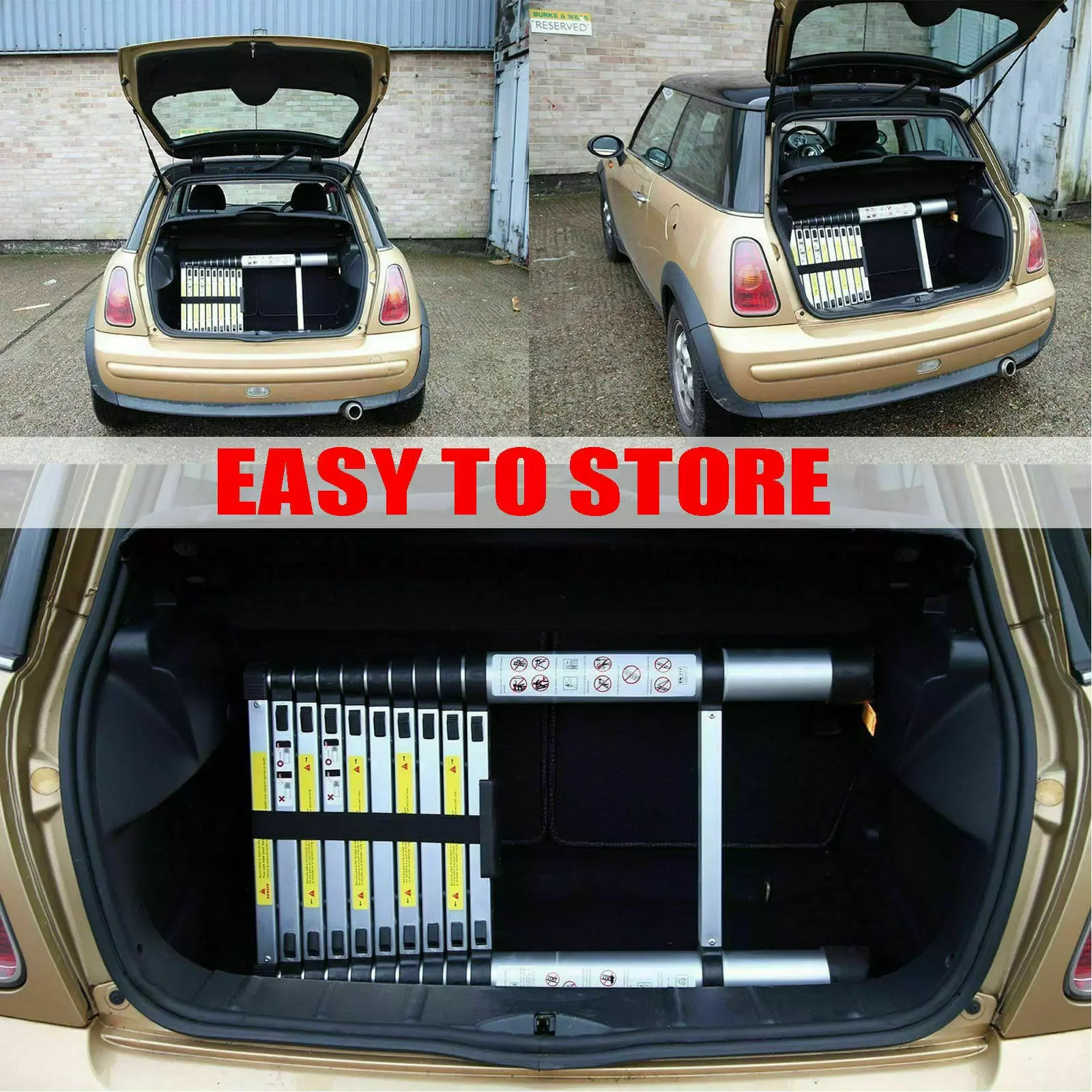 Multi-Purpose Telescopic Ladder w/Removable Hook ，Aluminium Folding Ladder Non-Slip Extendable Step Ladder Load 150 kg