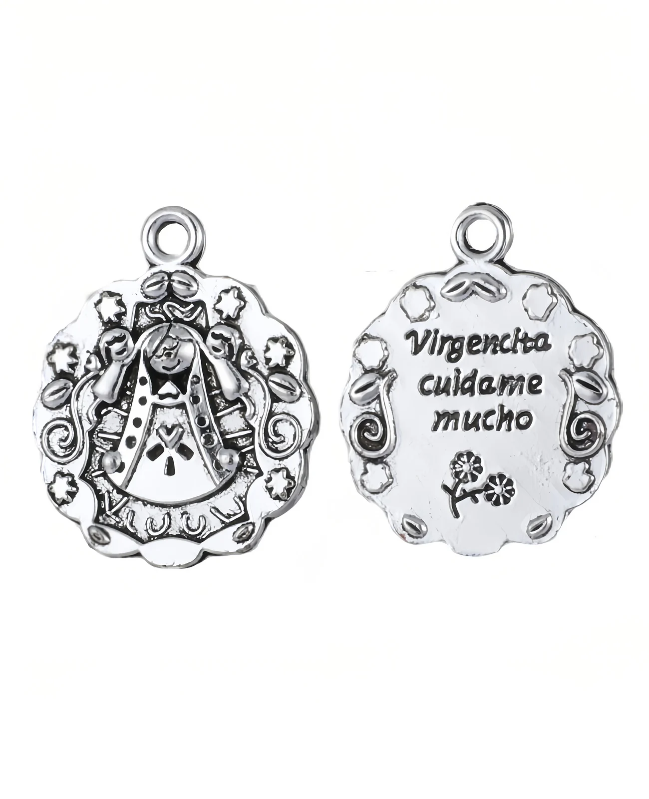 Diyalo 20 Stück religiöse Virgencha Cuidame Mucho Floral Our Lady Anhänger Charms für DIY religiöse Andenken Schmuckherstellung Teile – Detail 6