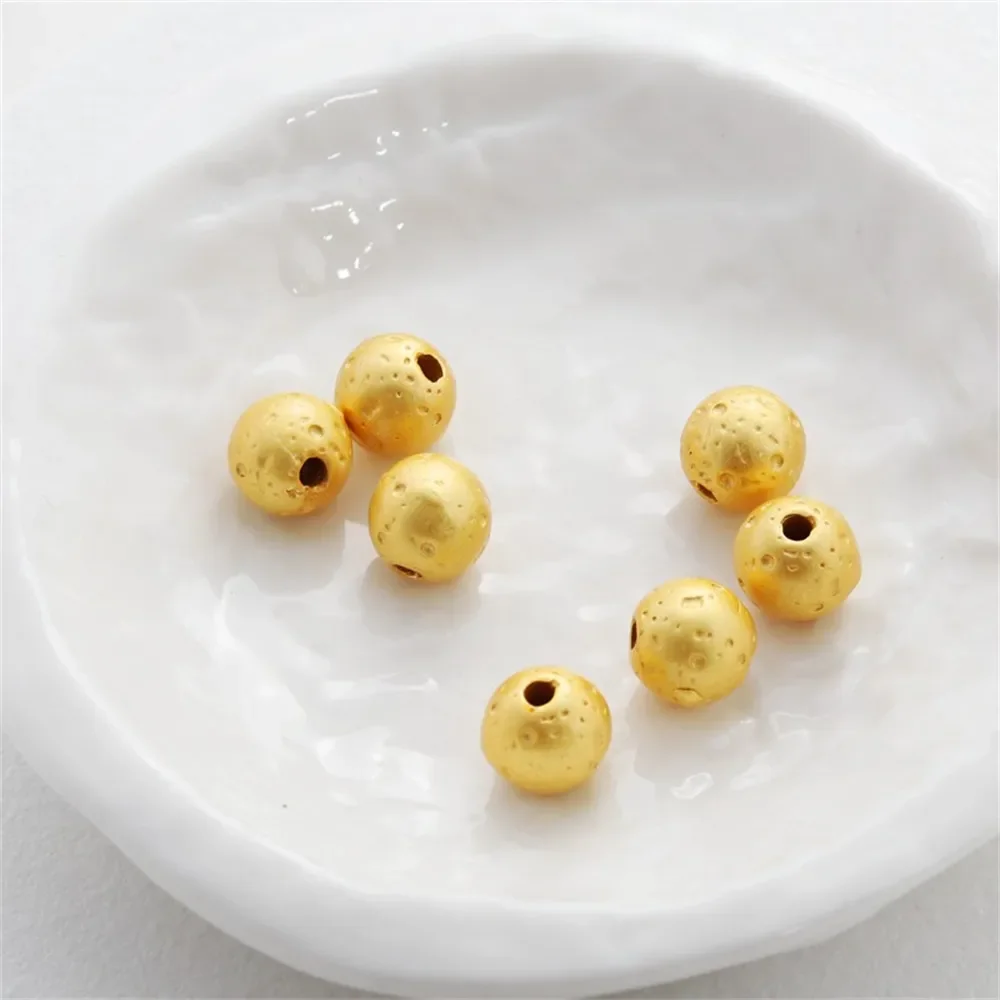 

18-каратное матовое золото, сохраняющее цвет, толстые вогнутые и выпуклые неравномерные бусины-бочонки 10 мм, свободные бусины, браслет «сделай сам», ожерелье, бусина ручной работы