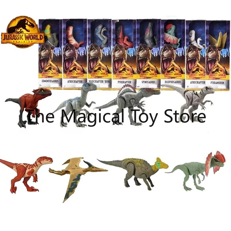 Serie Original de Dinosaurios de Jurassic World: Espinosaurio, Tiranosaurio Rex, Braquiosaurio, Dilophosaurus, Velociraptor, Juguete Dragón Azul