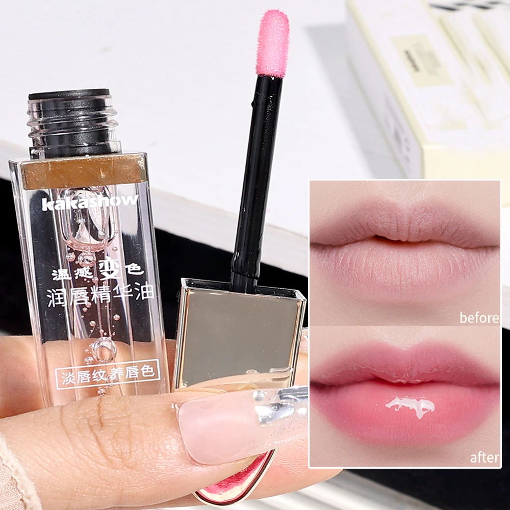 Color Changing Lip Gloss Makeup Lasting Moisturizing Lip Balm Reduce Lip Lines Lips Care Temperature Change Jelly Plump Lips Oil