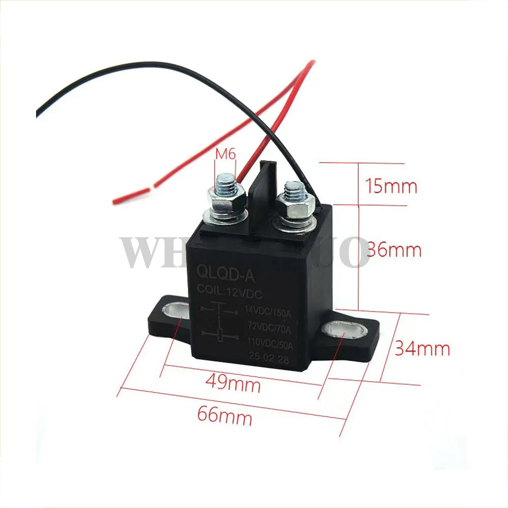 150A Relay Strong Magnetic Arc Extinguishing Automotive DC High Voltage Electromagnetic Relay 150A DC 12V 24V 48V 60V 72V