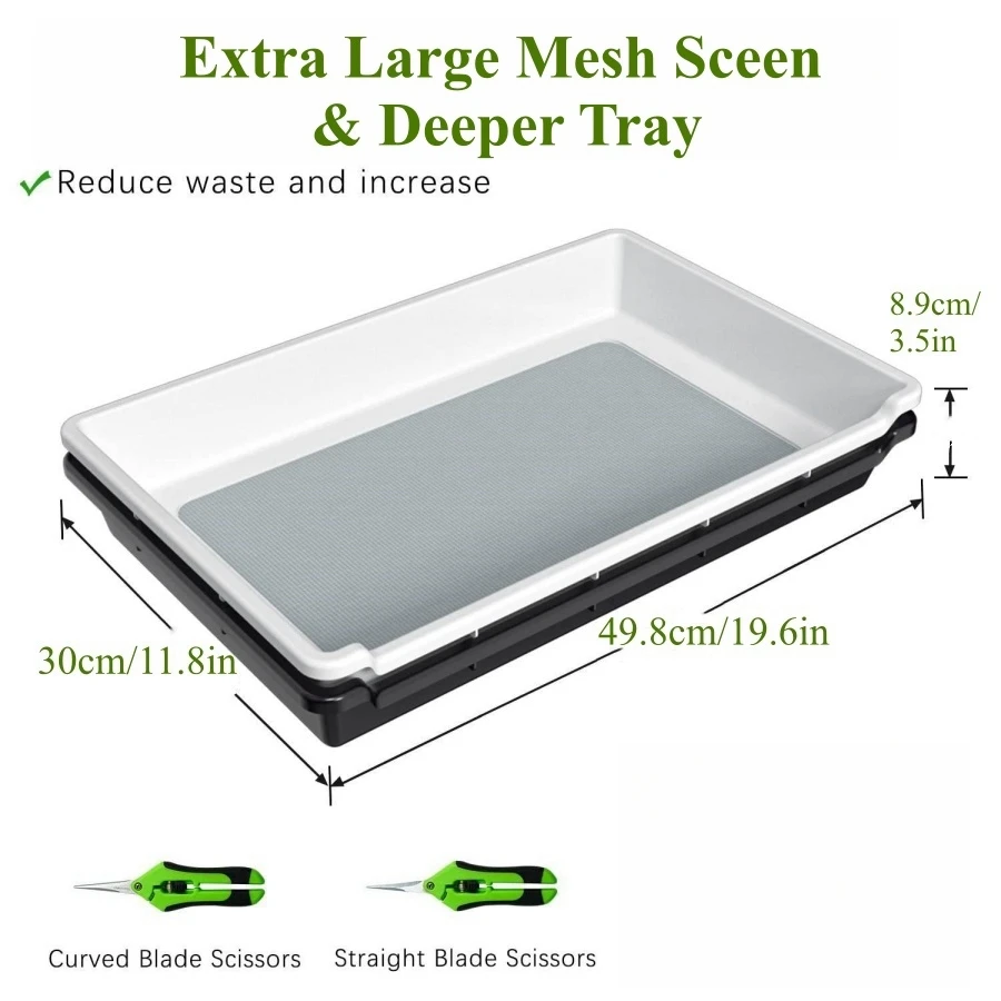 2 Packs Double-tier Trim Tray Kit with 150 Micron Pollen Screen Bottom Harvest Bin Scissors Herb Plant Flower Dry Sifter Accesso