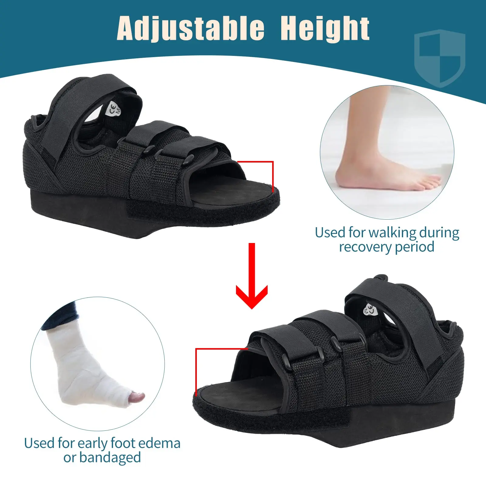 Post Op Shoe Orthopaedic Offloading Cast Boot Breathable Foot Supports Shoes Closed Toe Removable Open Forefoot Shoe f