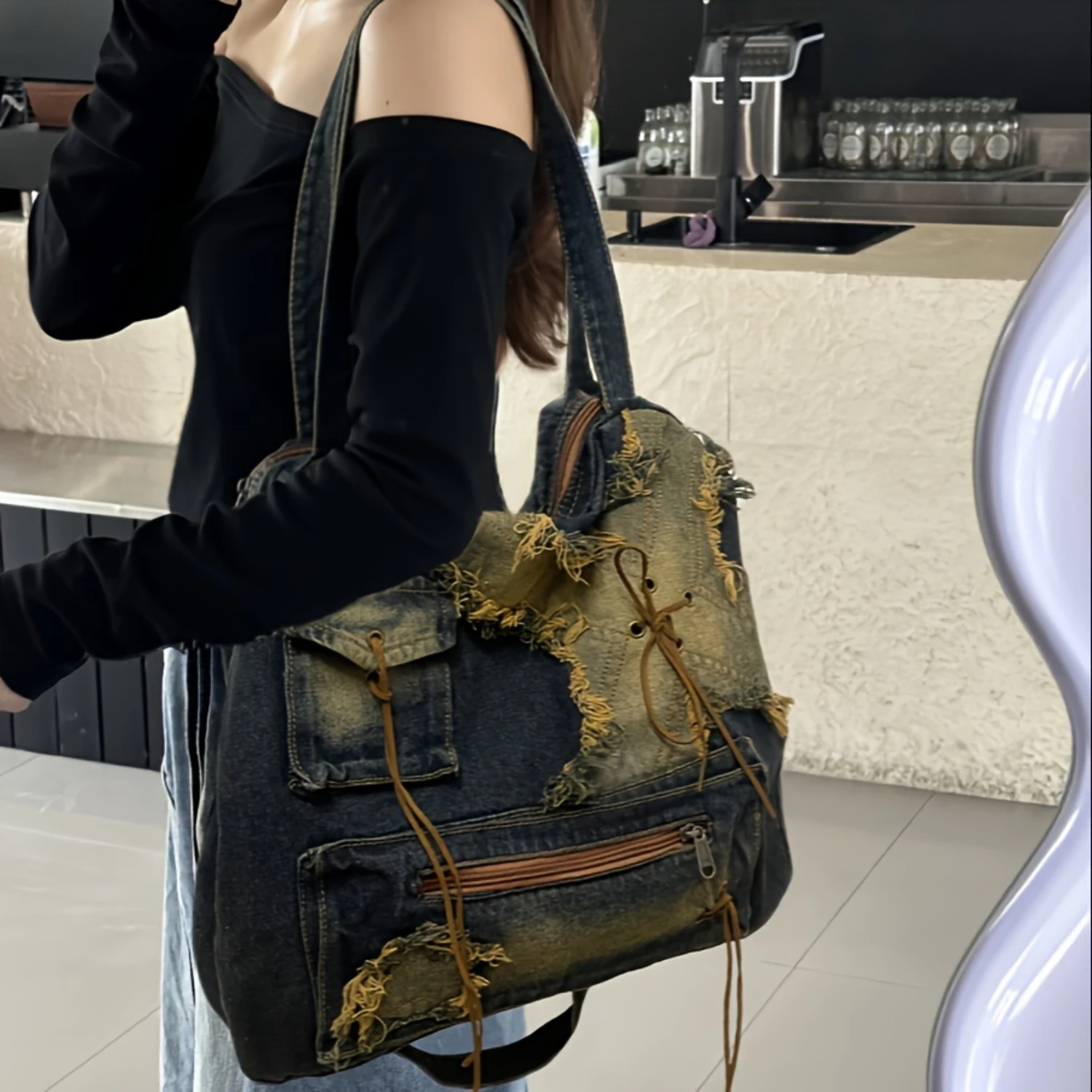 

Stylish & Versatile Denim Shoulder Bag with Adjustable Strap, Spacious Interior & Secure Zipper - Ideal for Daily Use Poly bags